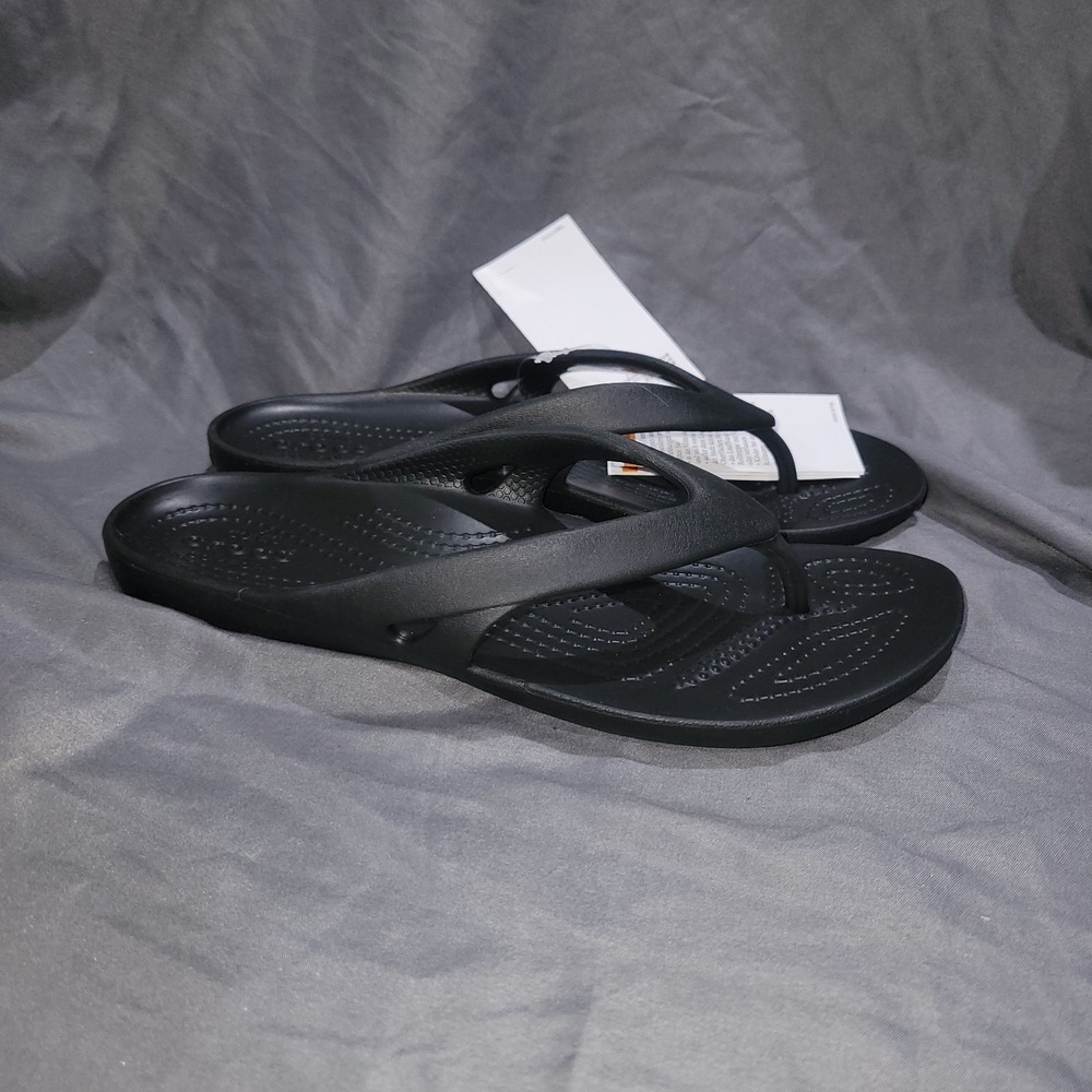 Crocs Iconic Comfort Kadee II Black Flip Flop Sandals Womens Size 7 NWT